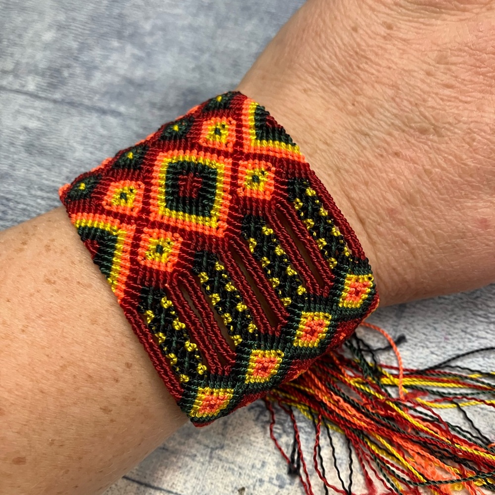 Colorful Woven Bracelet Cuff 2 inch